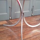 Vintage dining table glass and chrome 1970