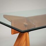 Dining table in walnut, Italy 80s