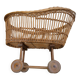 Landau berceau en rotin de poupée jouet ancien années 1950