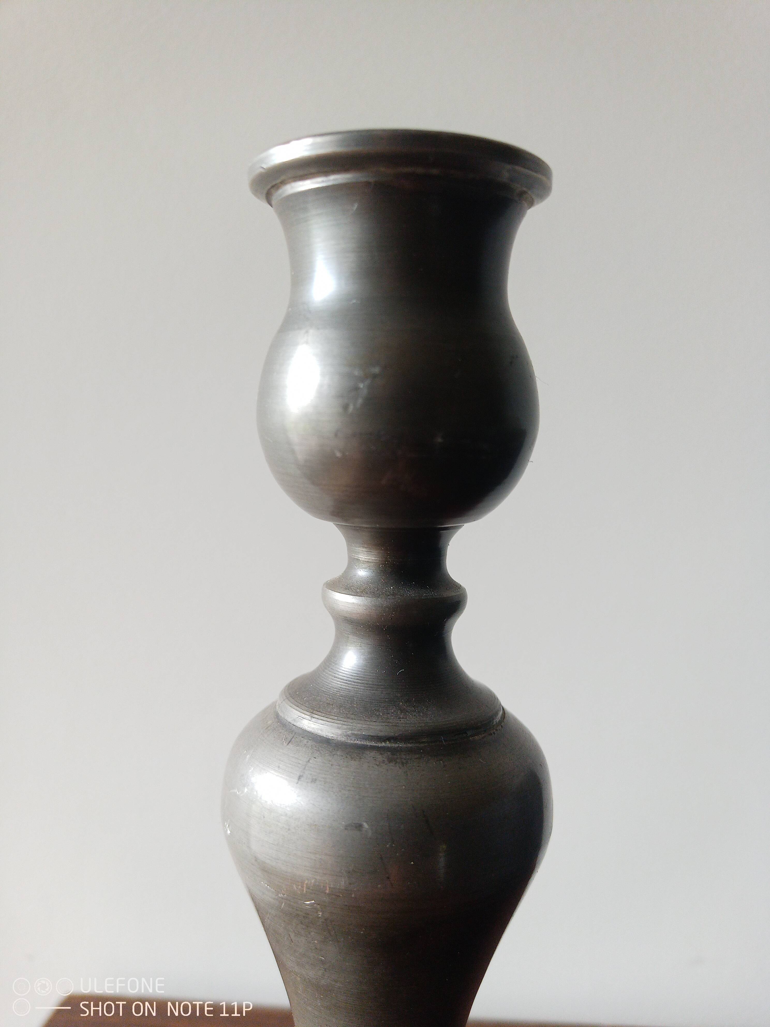Pewter candle holder