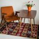 Antique mid-century coffee table, vintage, hand-painted beech wood, Germany, 1960s.