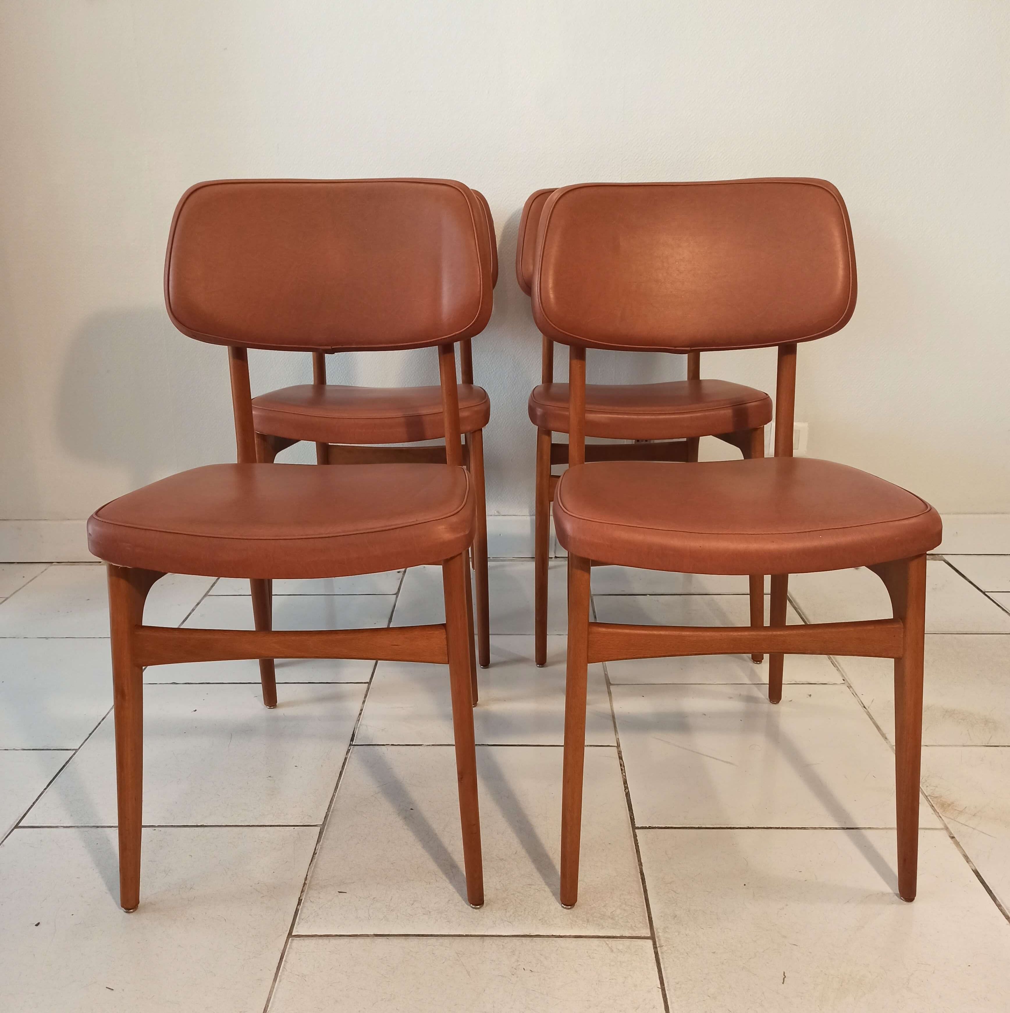 Set of 4 stella chairs vintage Scandinavian style 1960s
