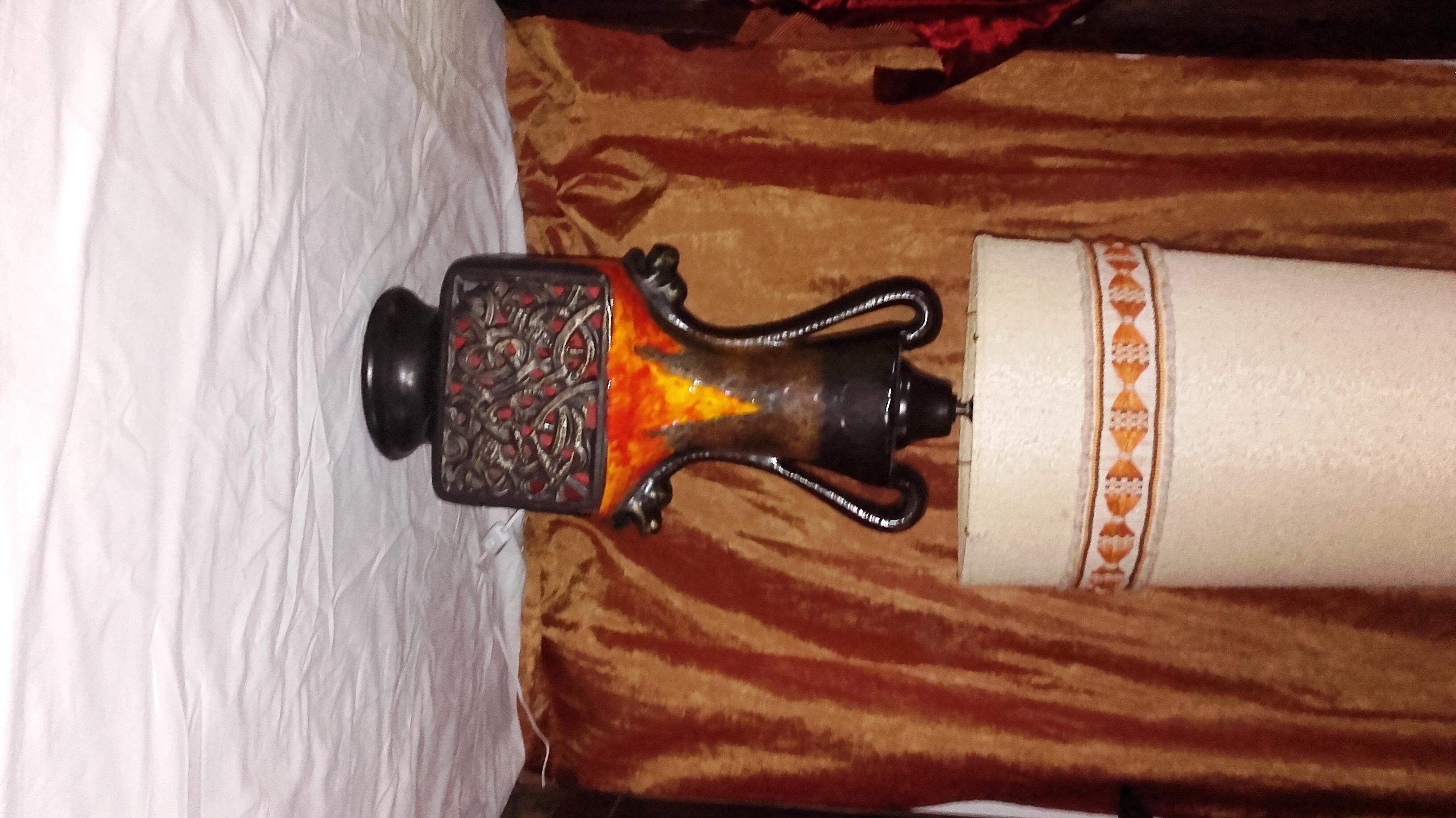 Floor lamp, vintage 70's ceramic enamel