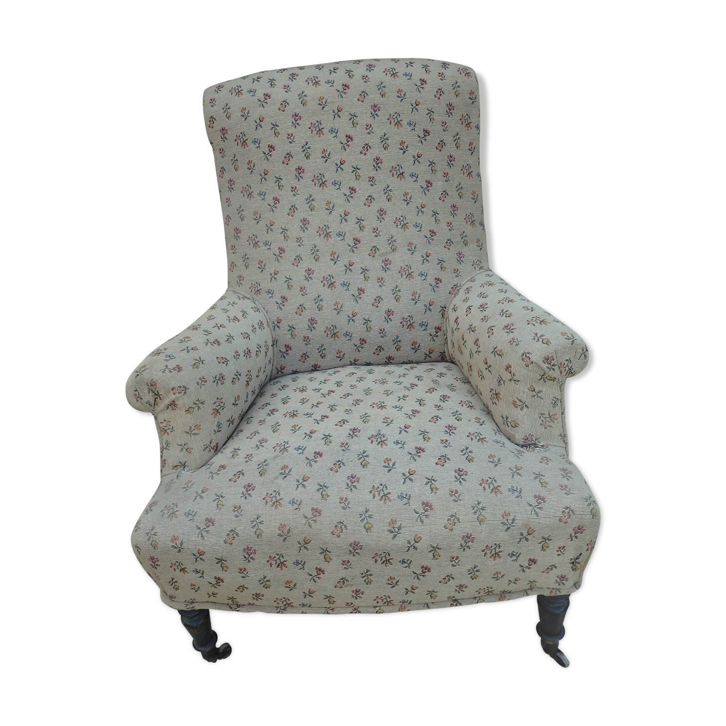 Old Napoleon lll toad armchair  with wheels
