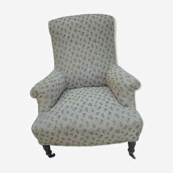 Ancien fauteuil Napoléon lll crapaud a roulettes