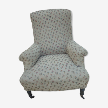 Old Napoleon lll toad armchair  with wheels