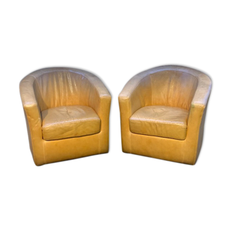 Pair of leather gondola chairs