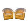 Paire de fauteuils gondole en cuir