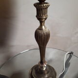 Lampe bronze abat-jour verre jaune opaque 1940 environ ,,57x15