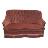 Pale pink tufted back toad sofa
