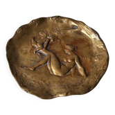 Vide poche, coupelle en bronze nu figuratif - Art Nouveau signé Joe Desco