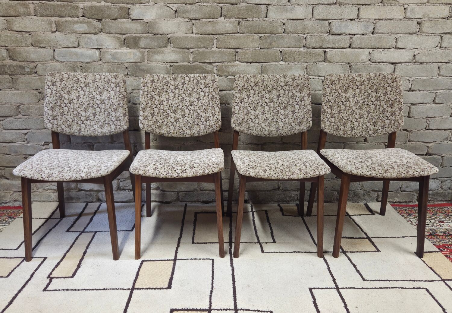 Set of 4 vintage Scandinavian teak chairs from the 1960s.