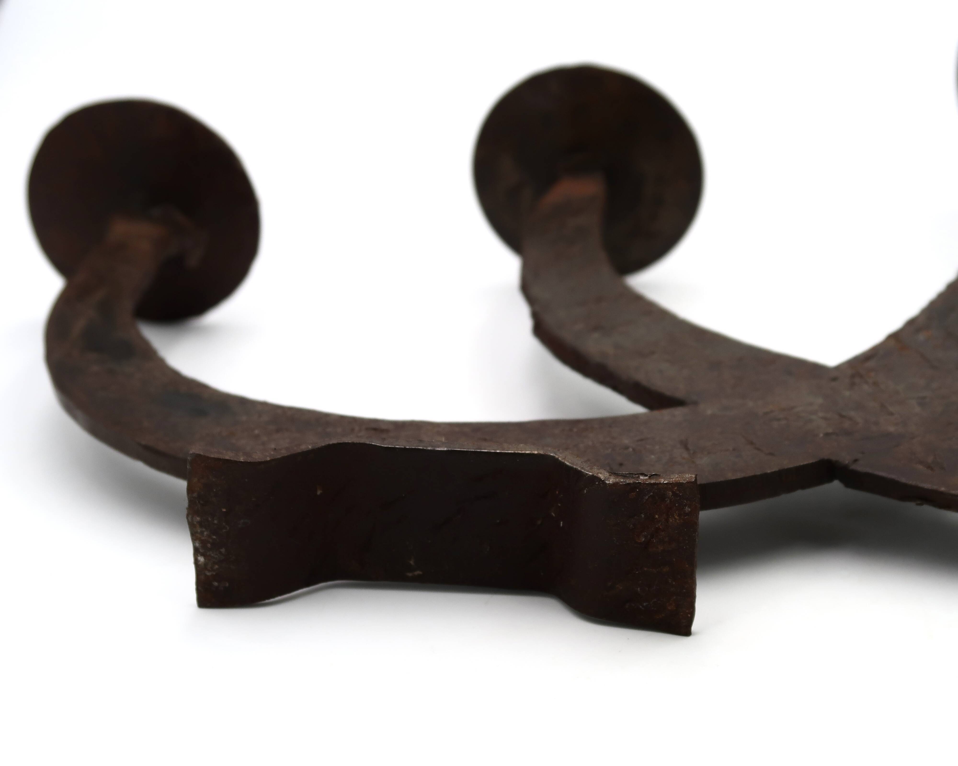 Large brutalist wrought iron candle holder, 1950s