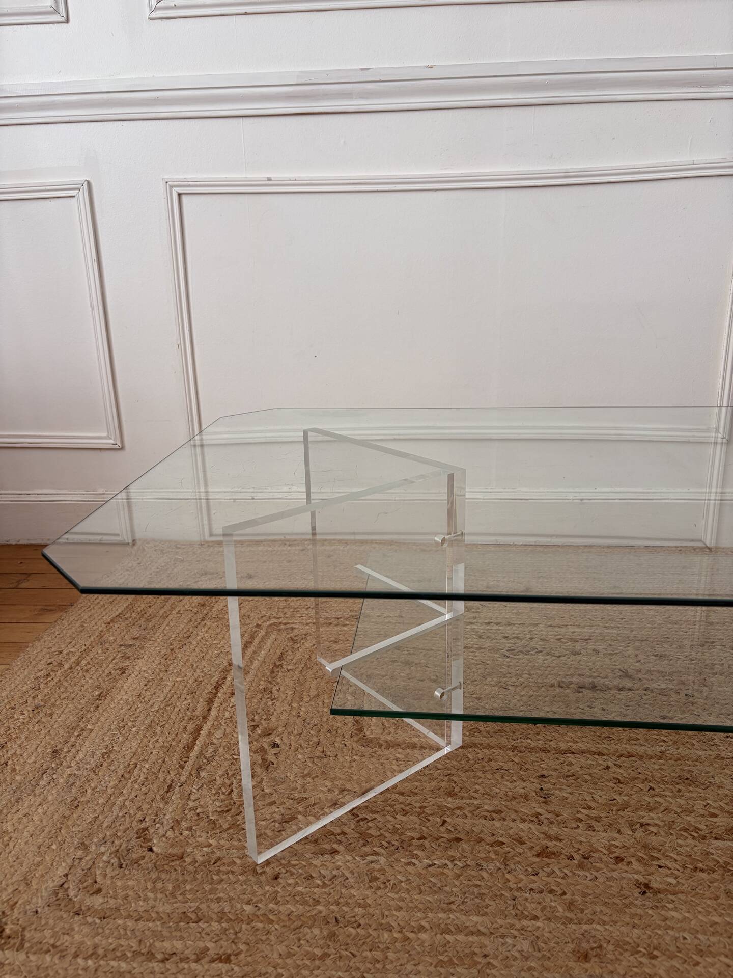 Vintage Plexiglass and glass coffee table