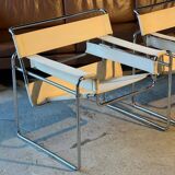 Pair of Wassily armchairs in canvas, Gavina edition, 1964