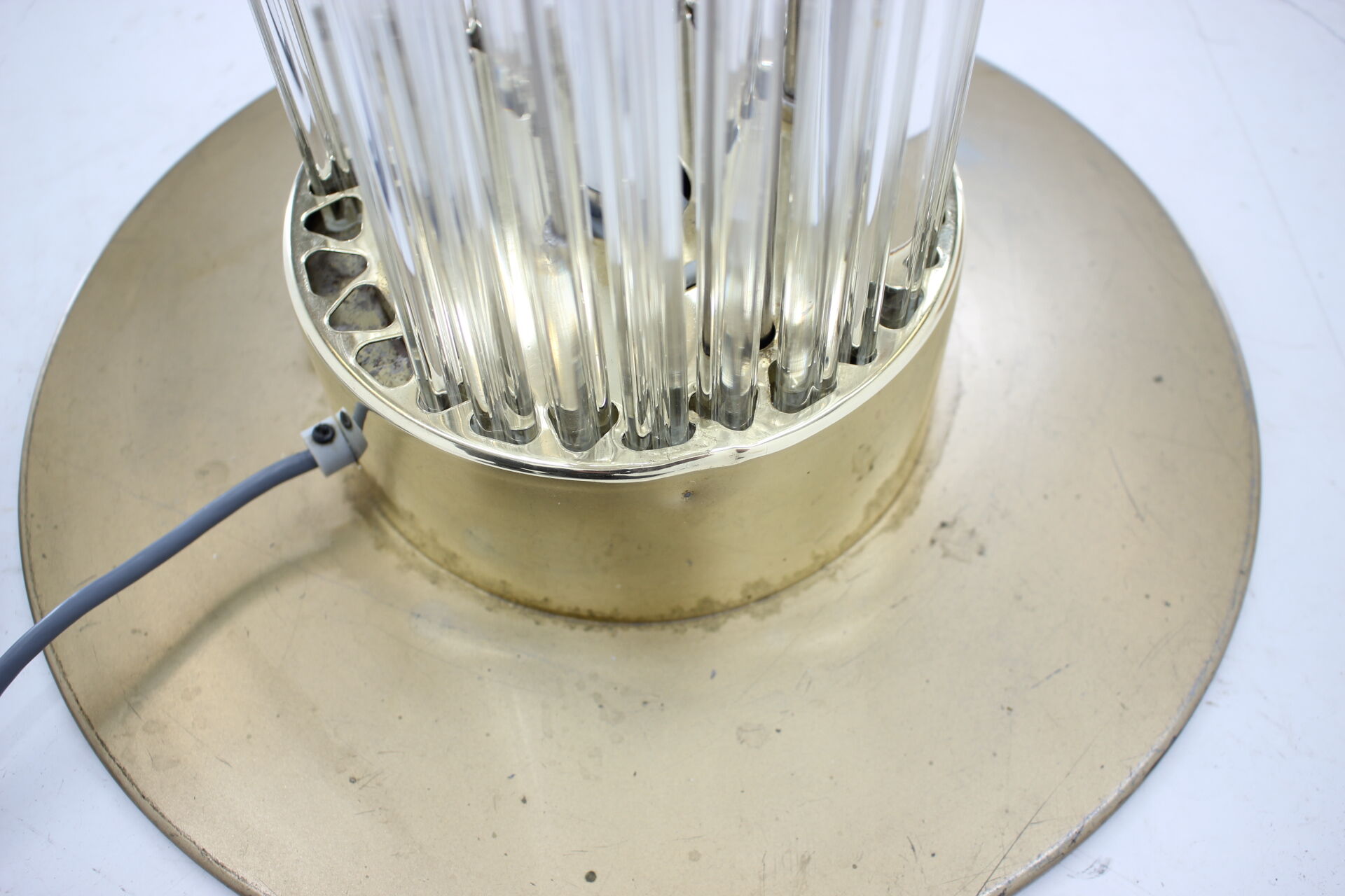 Mid-century rare design brass and Art glass modern floor lamp Kamenický Šenov/Preciosa, 1960´s