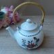 Small Paris porcelain teapot poppy decor Aluminite Frugier Limoges