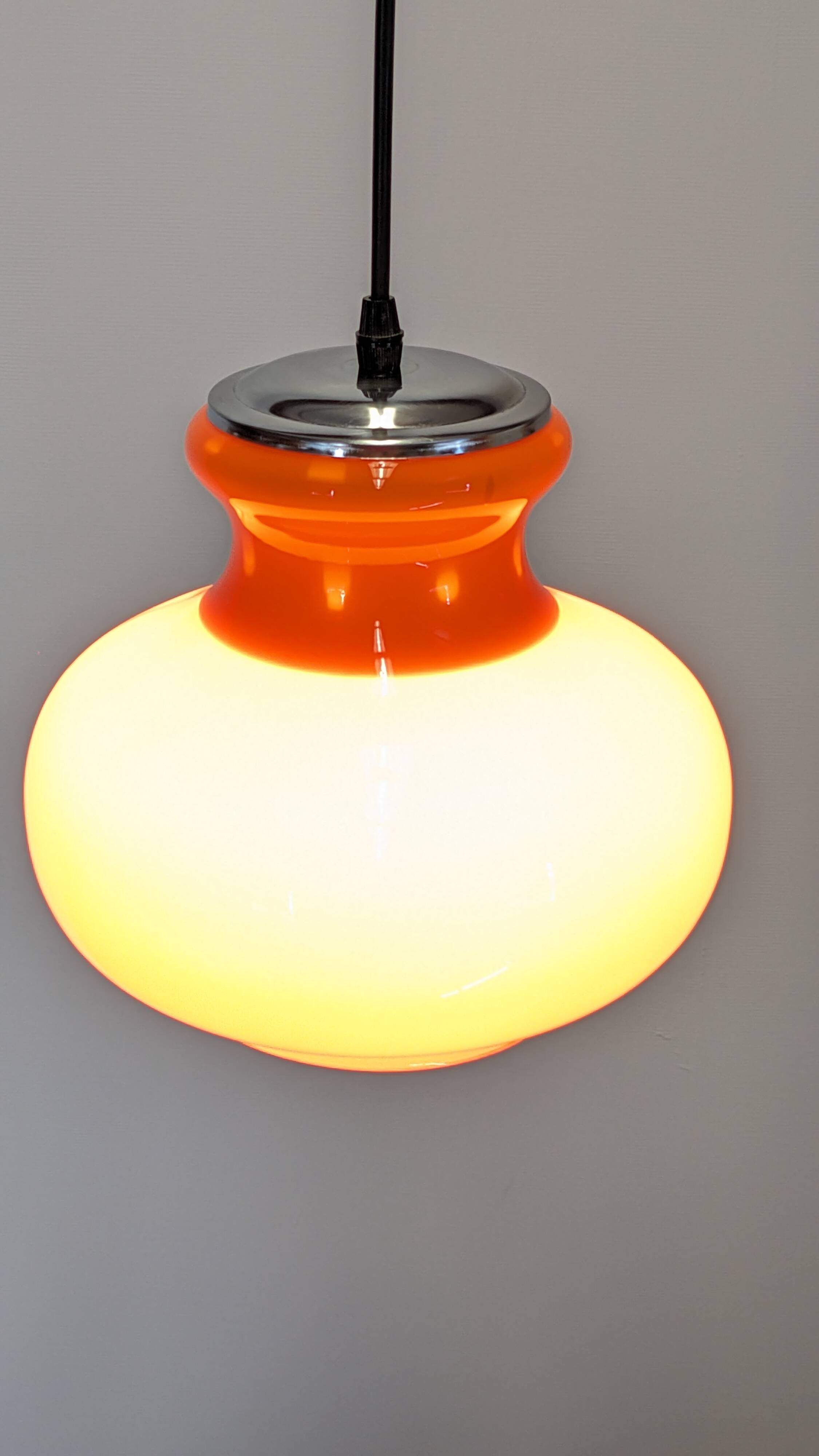 Orange opaline pendant light from the 60s/70s
