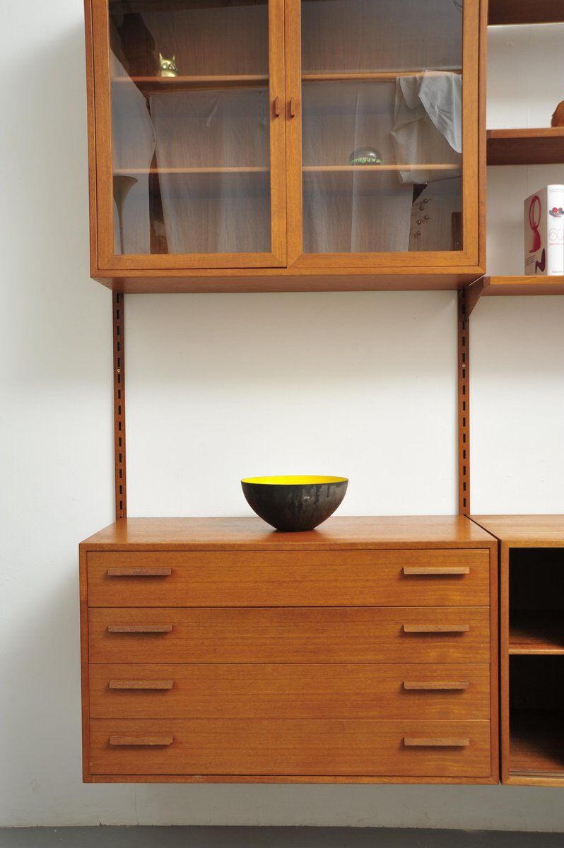 Danish teak wall unit by Kai Kristiansen for Feldballes Møbelfabrik