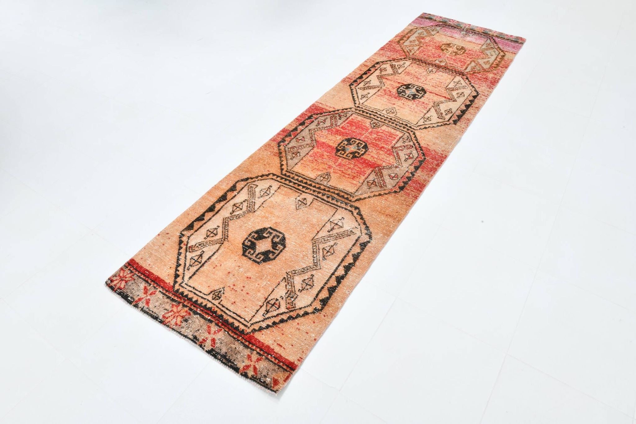 3x10 Peach Orange Handmade Wool Runner Rug, 81x293Cm