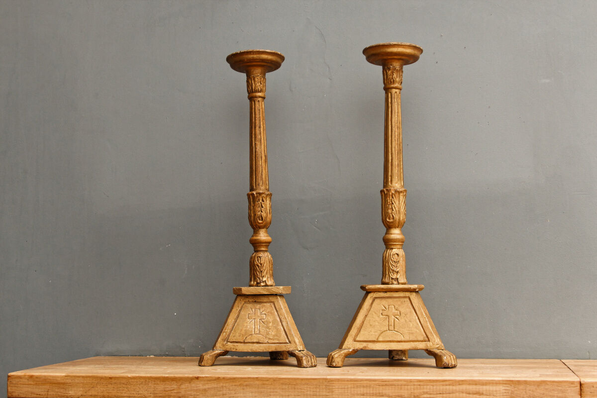 Pair of wooden candle spades, 18th century