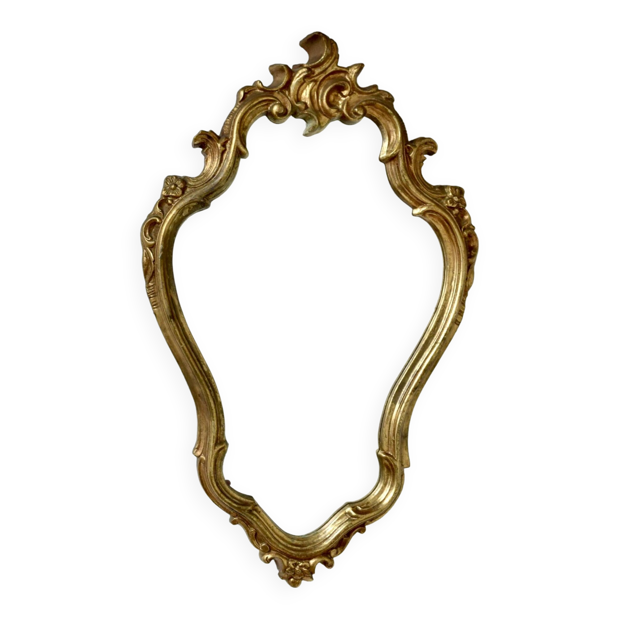 Large rococo mirror in gold painted wood