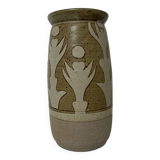 Vase en céramique gres signature a identifier décor abstrait vintage