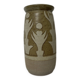 Vase en céramique gres signature a identifier décor abstrait vintage