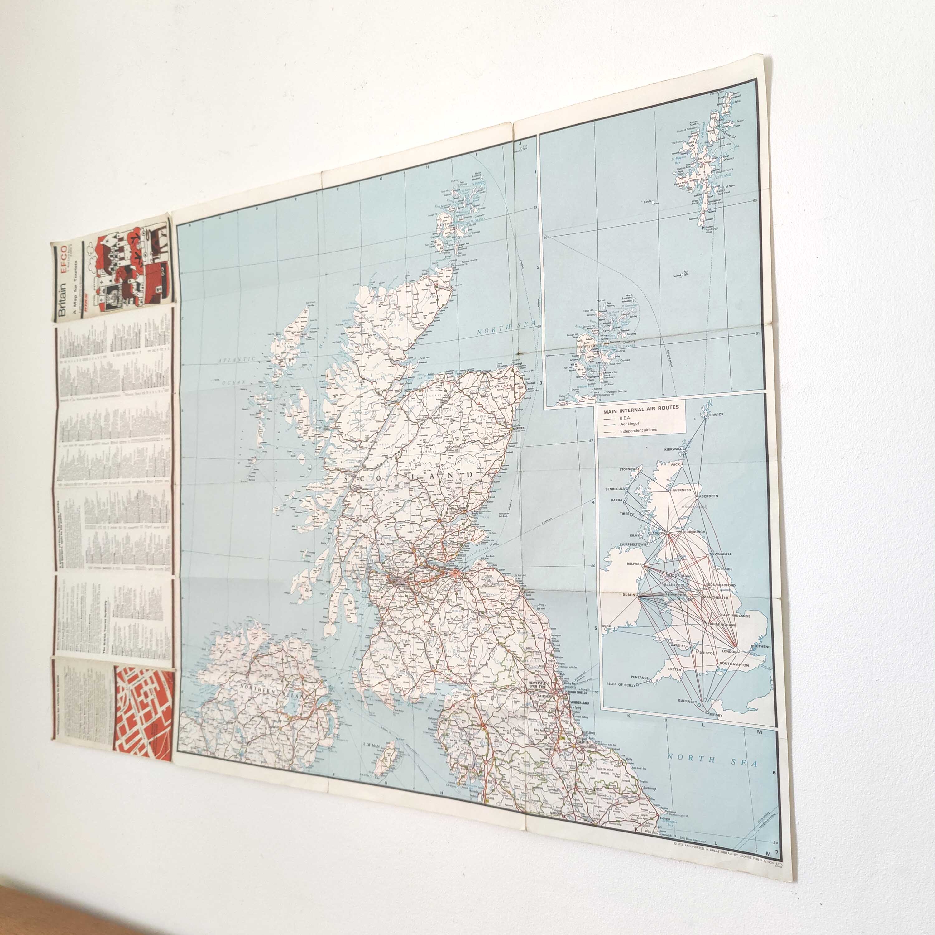 Vintage map of Great Britain 1972