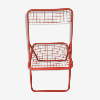 Chaise pliante Ted Net en metal rouge