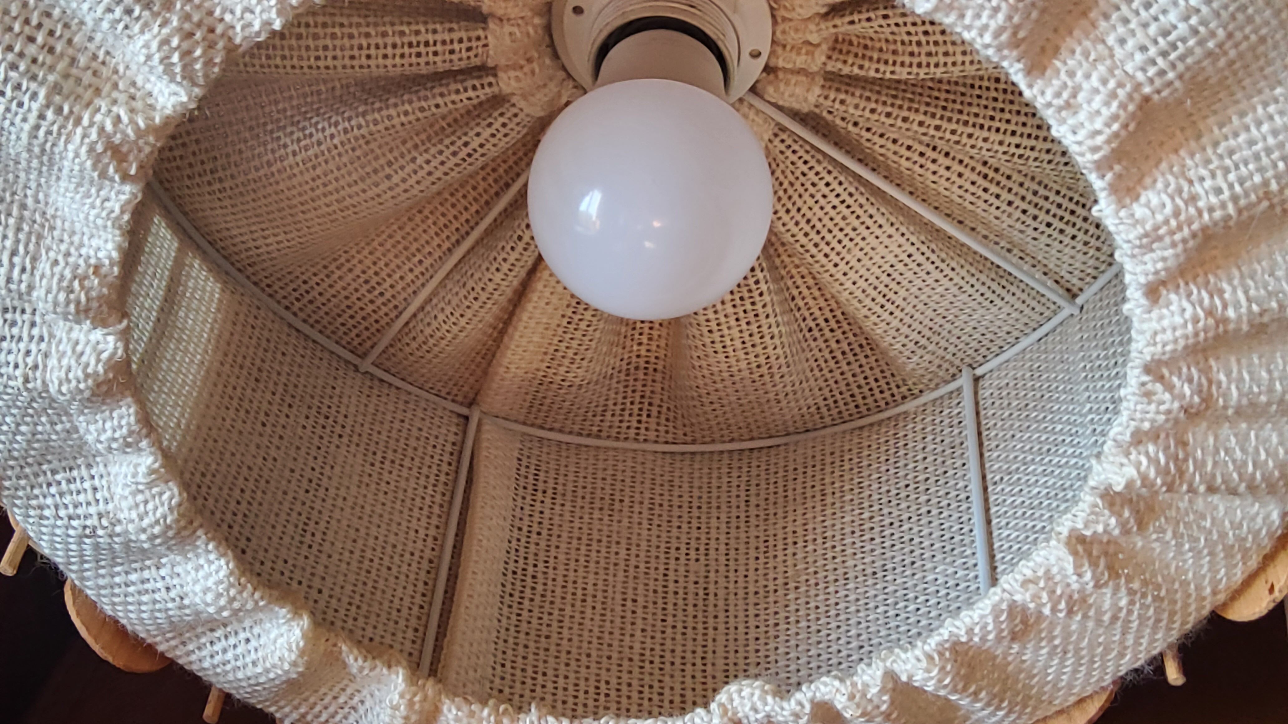 70s suspension in rattan and Scandinavian style fabrics