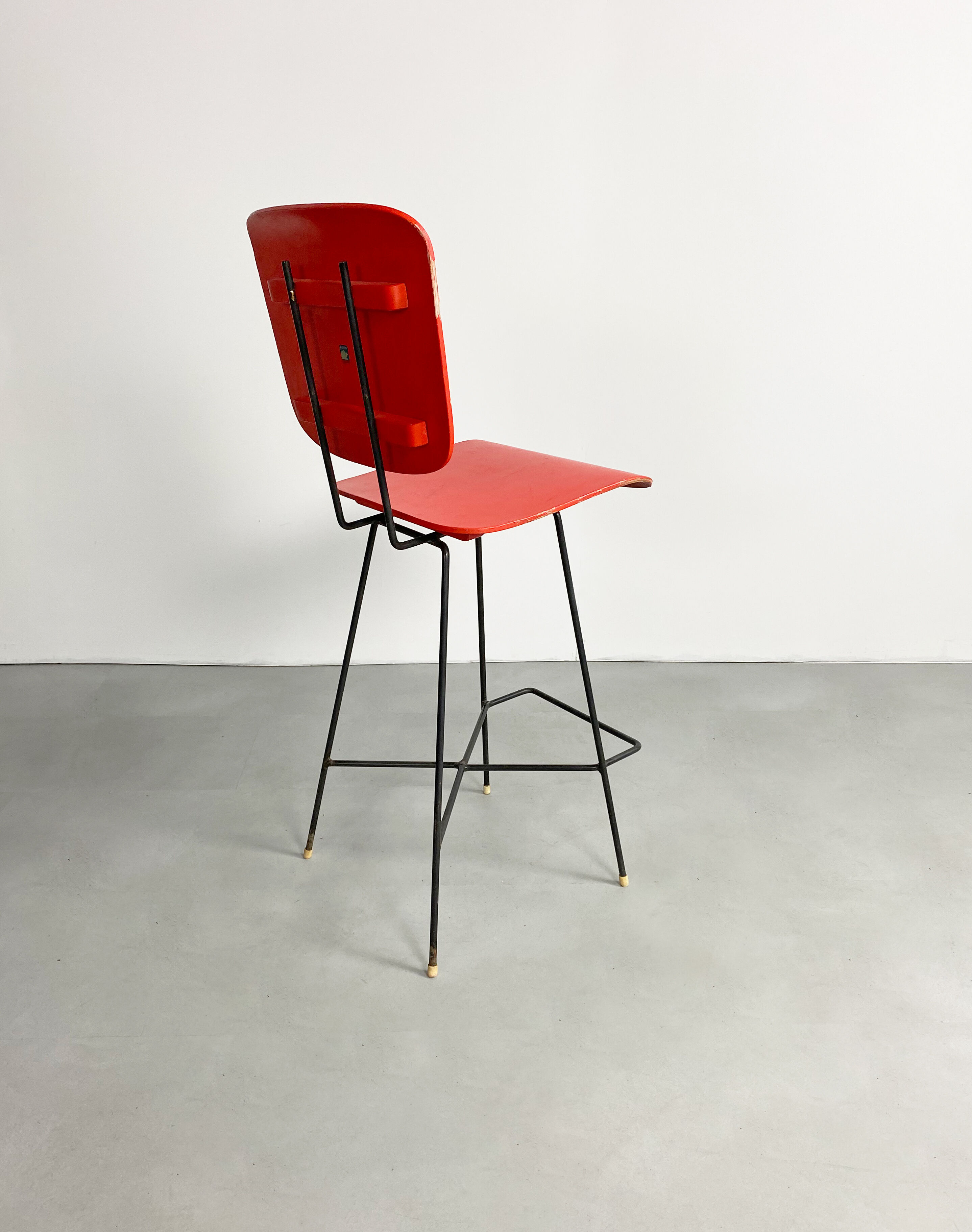 Dutch plywood bar stool by P.J Van Der Klugt for Everest, 1957