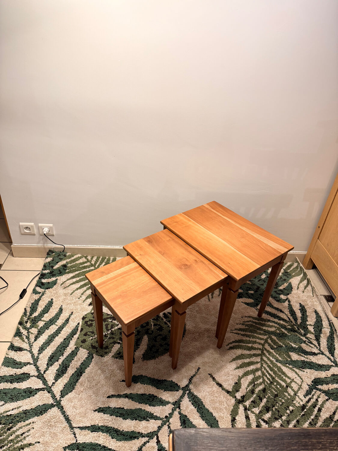 3 nesting tables in solid cherry wood