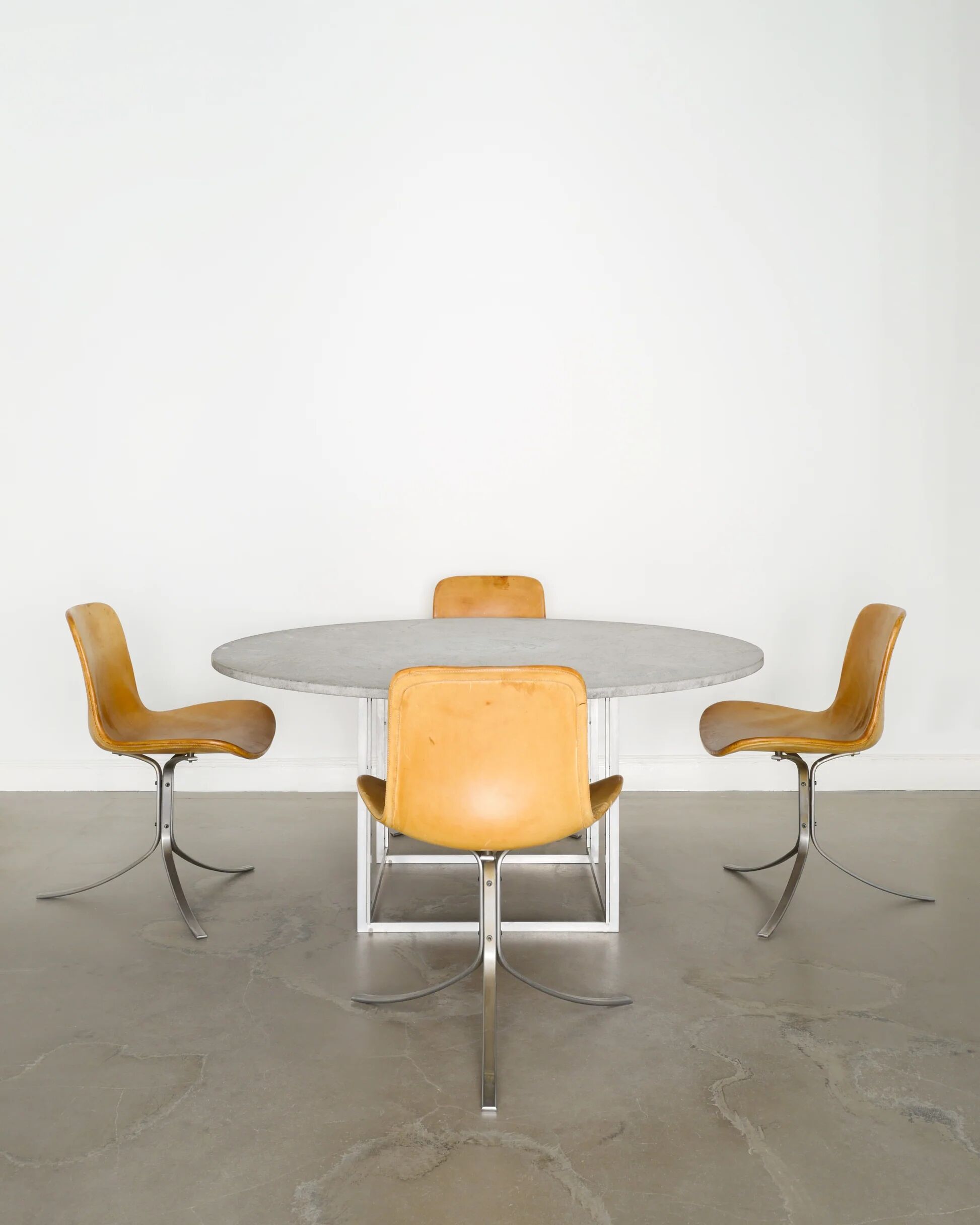 Set of 4 Leather Poul Kjaerholm PK-9 Dining Chairs by Fritz Hansen, 1990s