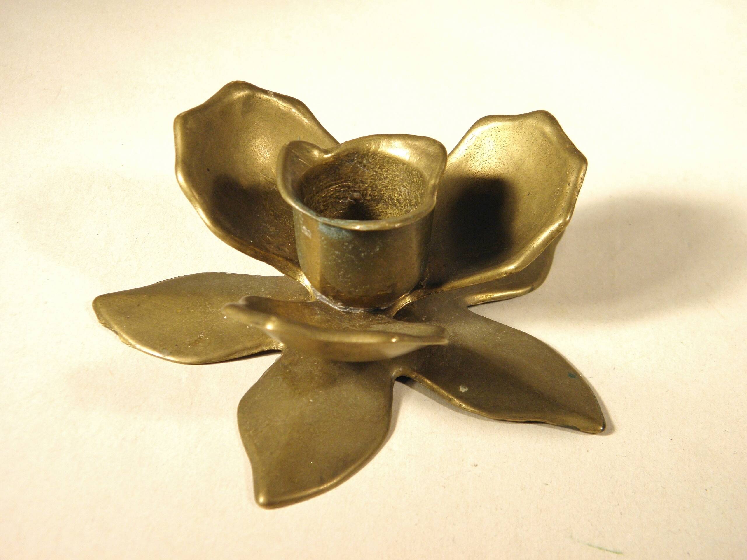 Brass flower candle holder