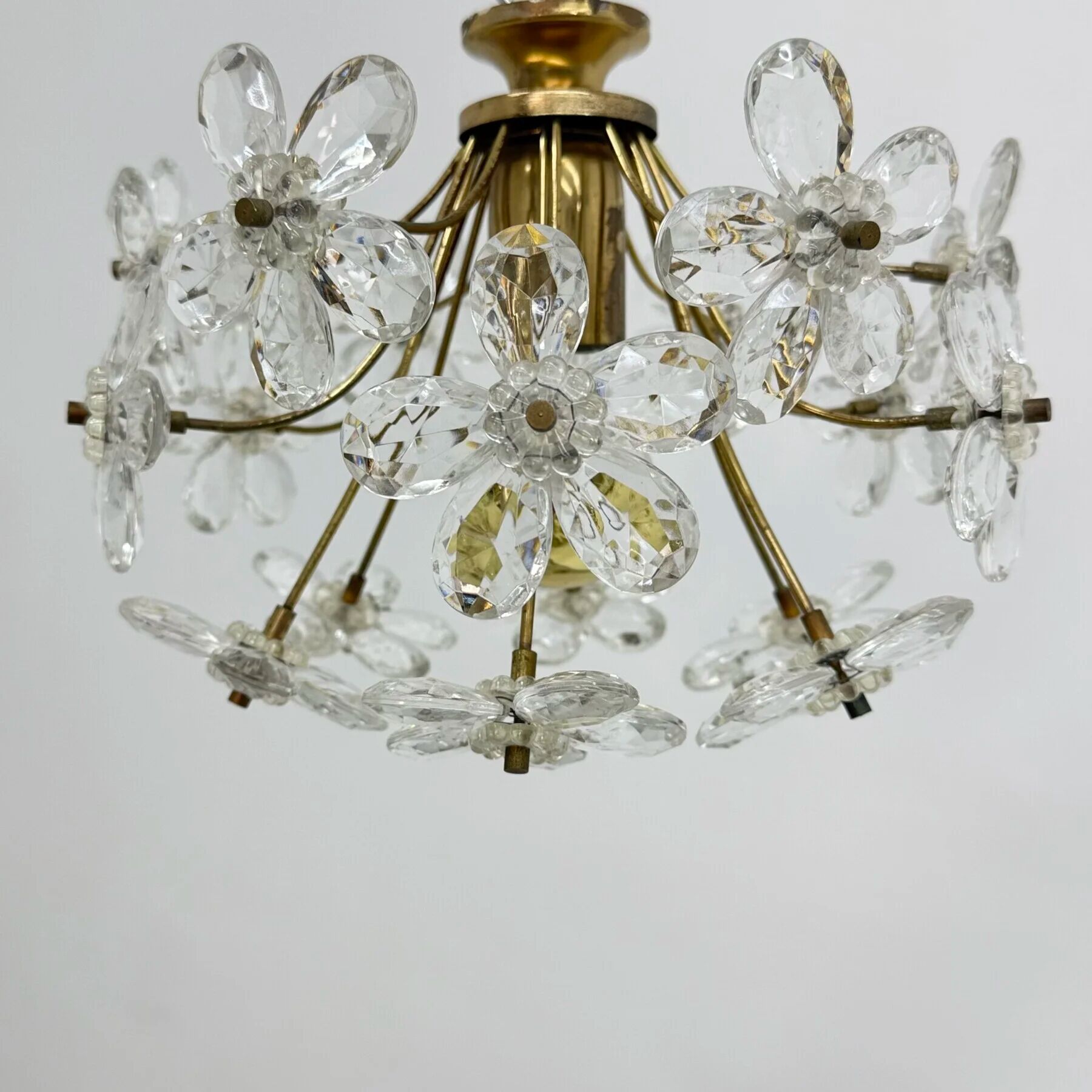 Mid-century crystal flower ceiling lamp, 1970s