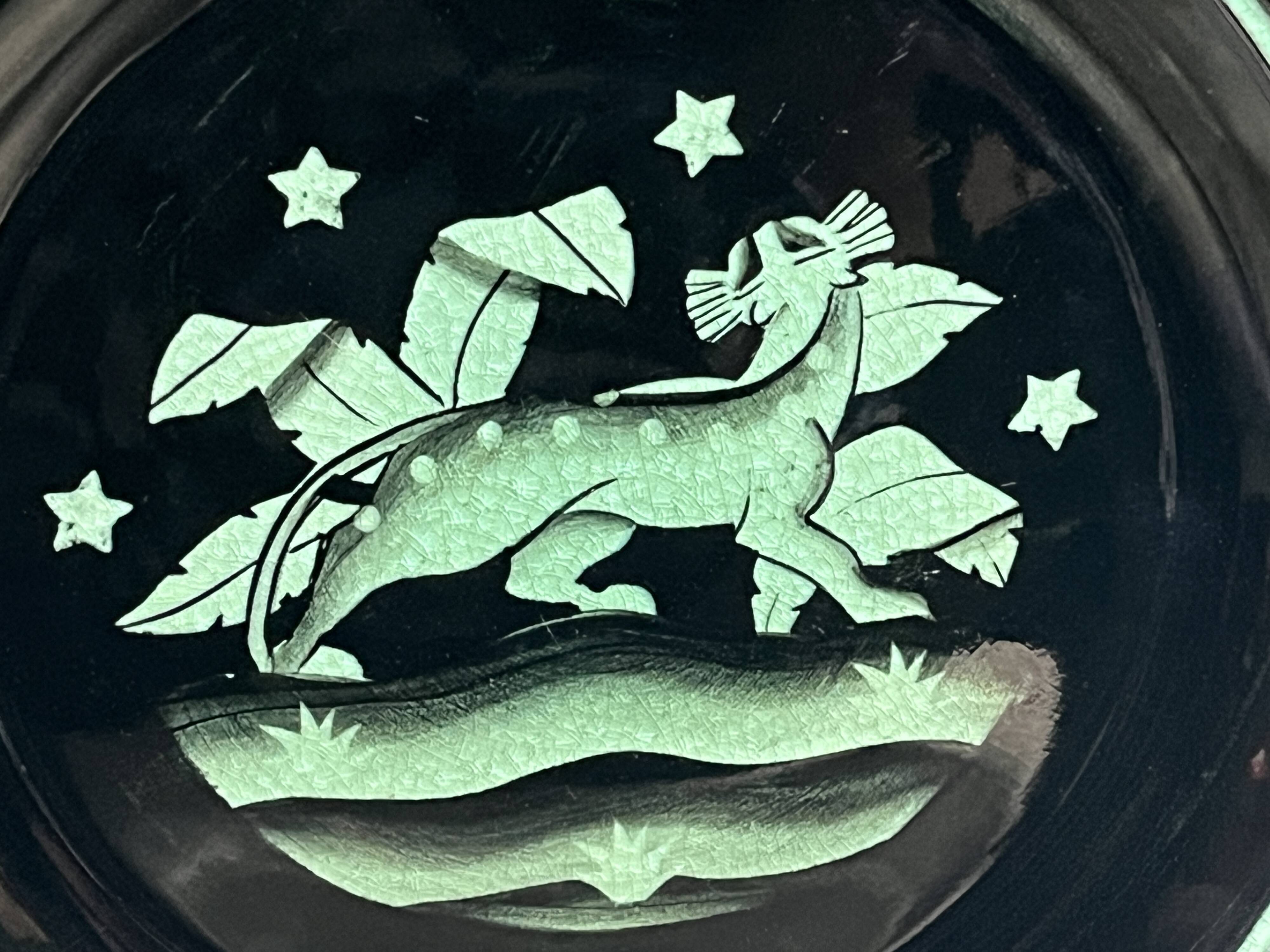 Collection, Art Deco Panther plate by Ilse Claesson, Sweden, early 20th century