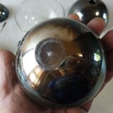 Old breakfast service, confectioner, sugar bowl, silver metal ball + glass