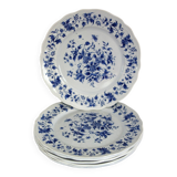 Lot de 6 anciennes assiettes plates décor bleu modèle Rouy, Salins