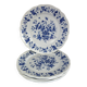 Set of 6 old flat plates with blue decoration, Rouy model, Salins