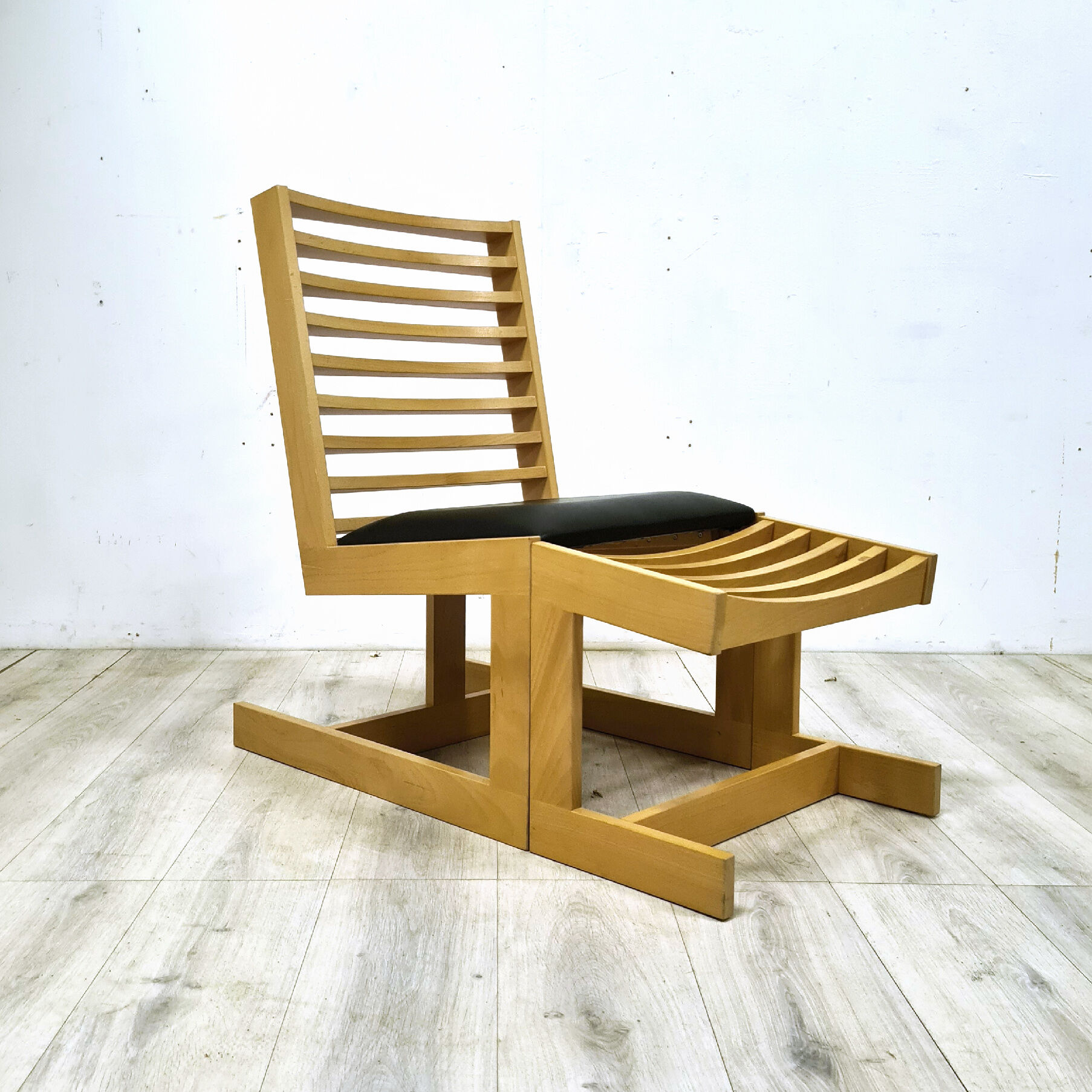 Modernist constructivist lounge chair with ottoman, 1980s