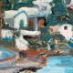 Village by the water, oil on panel signed Morabia.