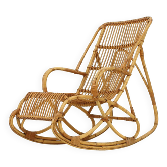 1960s bamboo rocking chair, Spain.