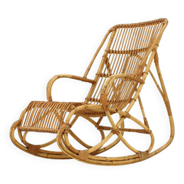 1960s bamboo rocking chair, Spain.