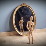 Golden oval mirror 34x46cm