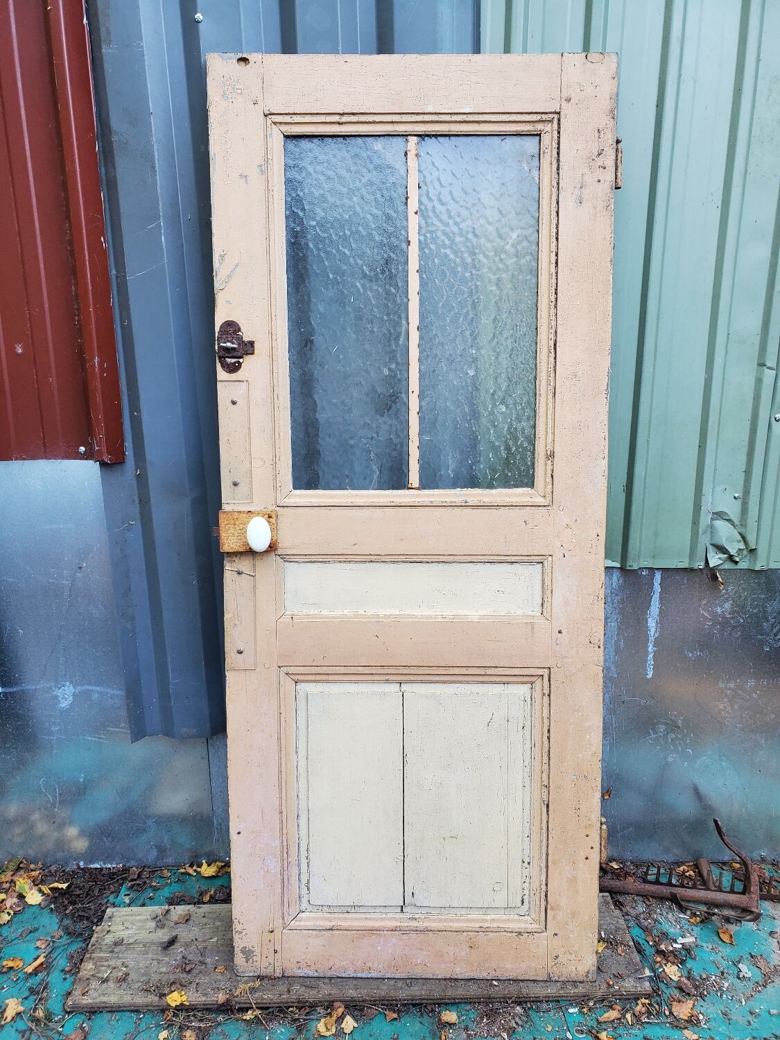 Old fir glass door