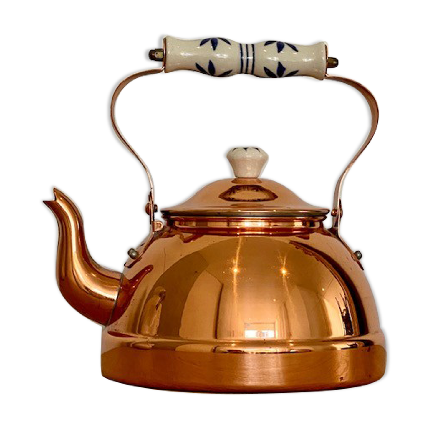 Vintage copper and ceramic kettle