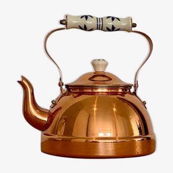 Vintage copper and ceramic kettle