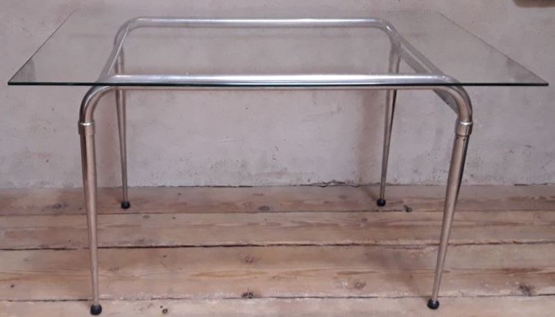 Desk table 120x76cm chrome metal and glass
