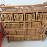 Rattan dresser 10 drawers 70s